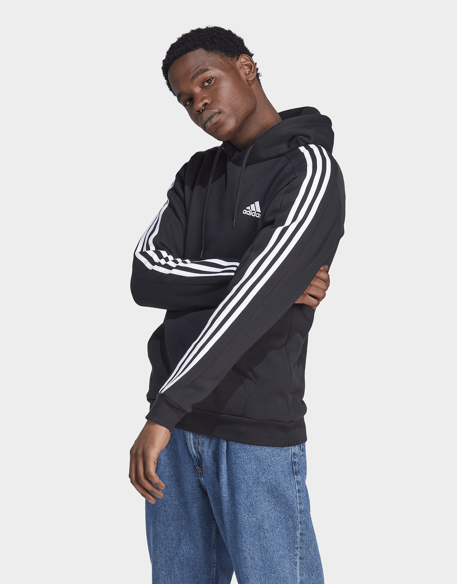 adidas Sweat-shirt à capuche en molleton à 3 bandes Essentials
