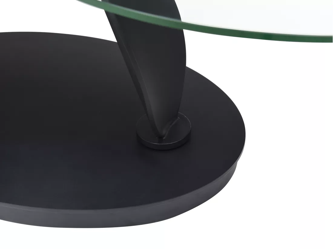Table basse avec plateaux pivotants en céramique, verre trempé et métal - Effet marbre noir - MANEYA de Maison Céphy