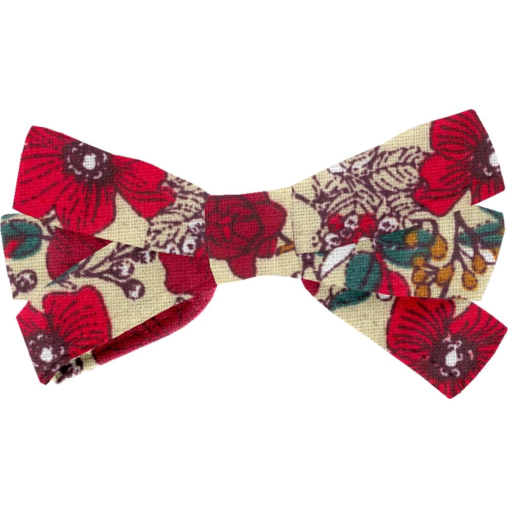 Barrette Noeud Ruban Coquelicot