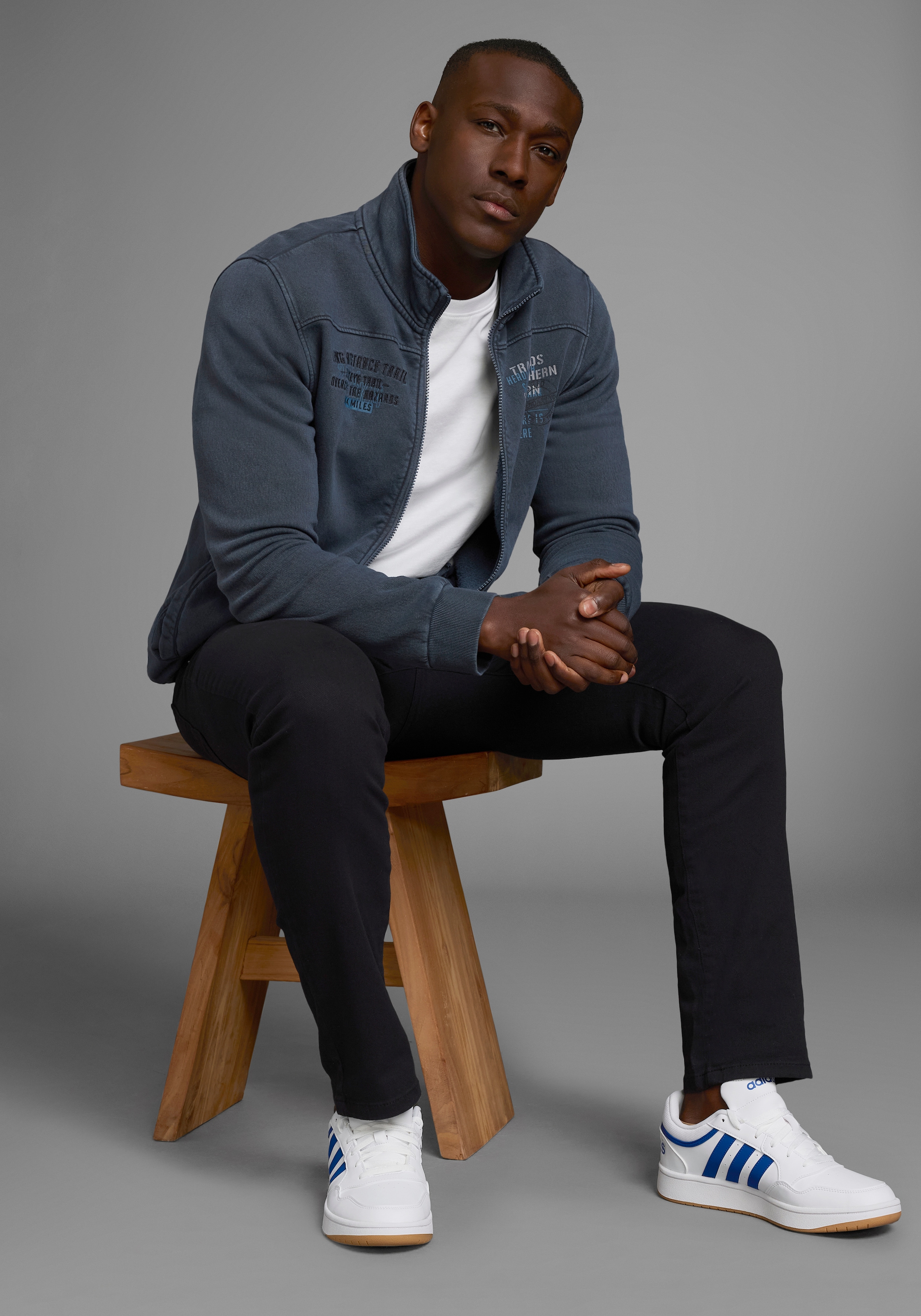 Man's World Sweatjacke , mit Print und Stickerei