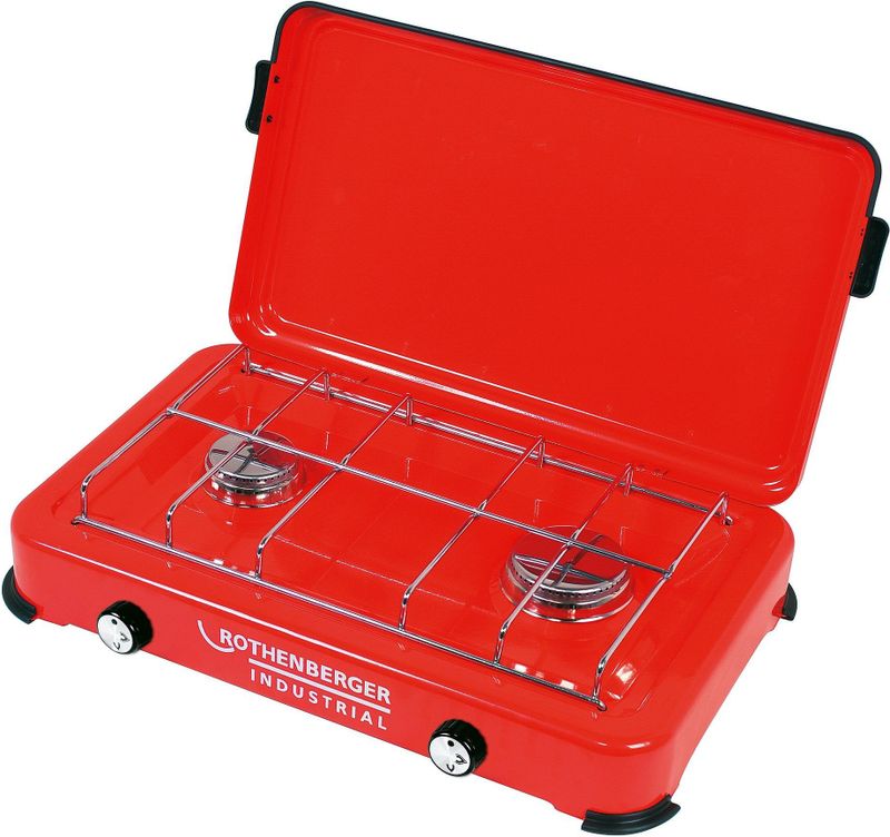 Rothenberger - 35940 - Campingkooktoestel - Dubbele Brander - Mobiele Kookplaat - Inclusief Slang en Propaangasfles