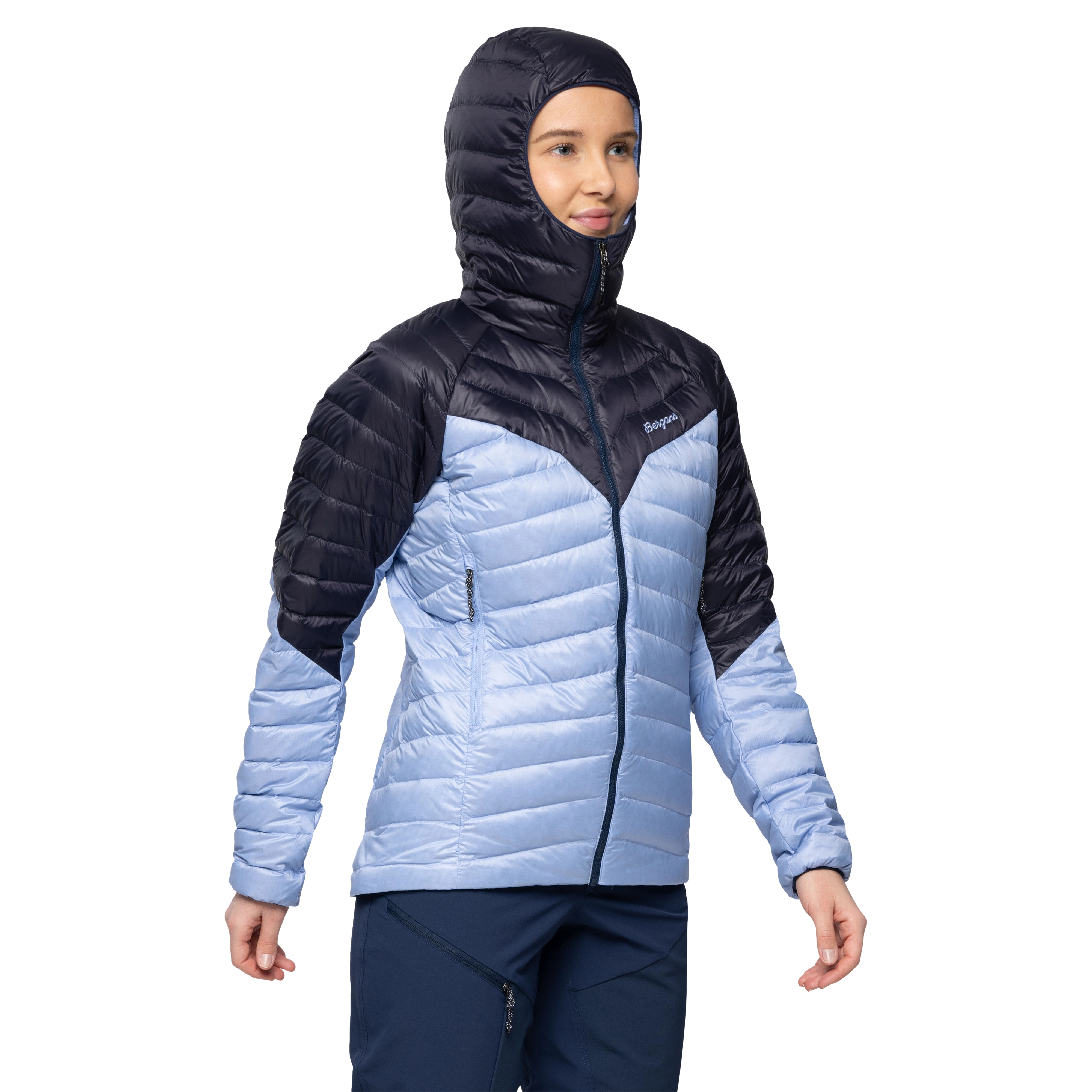 Tind Light Down Jacket Hood Women Blueberry Milk / Navy Blue