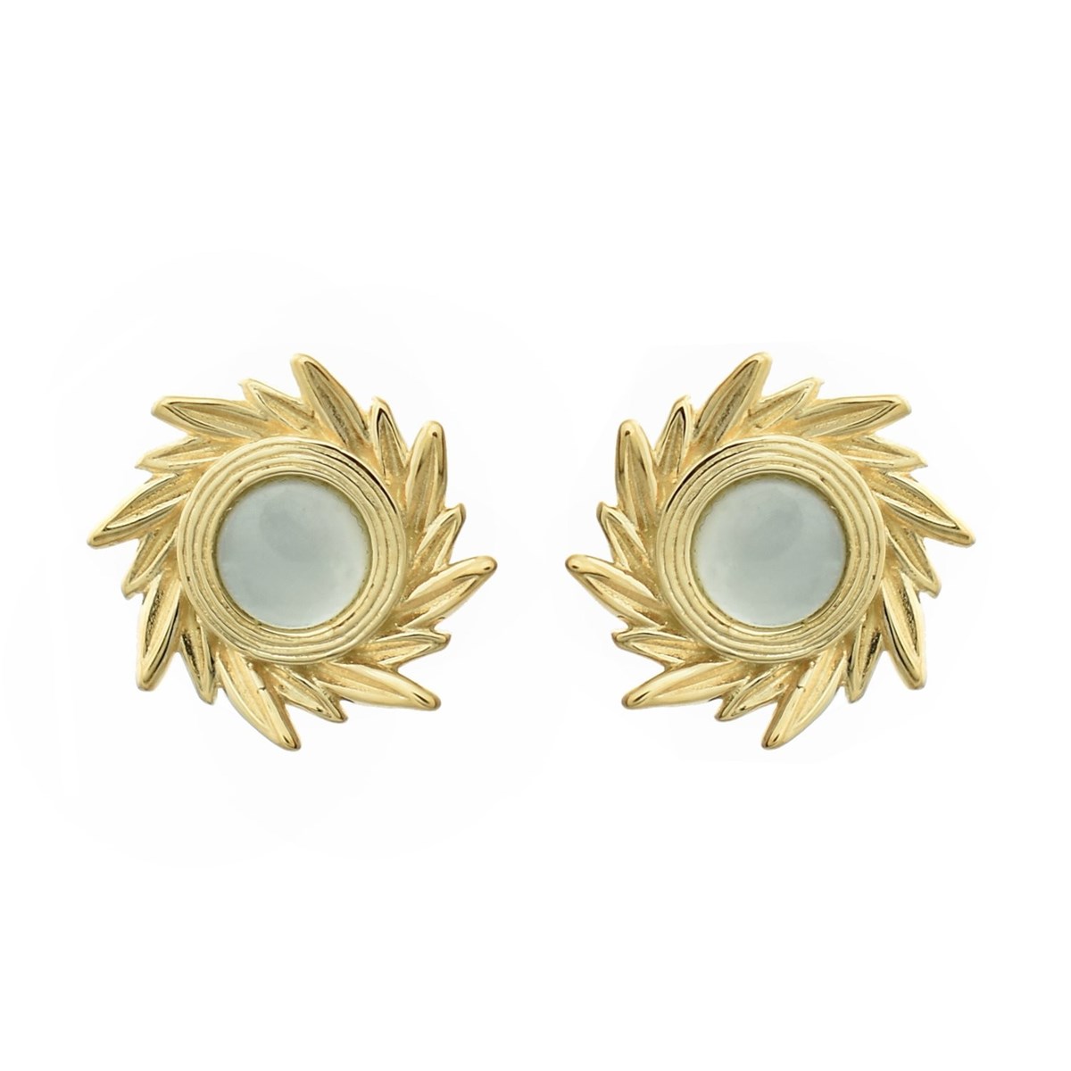 Boucles d'oreilles soleil de nacre Plaqué OR 750 3 microns