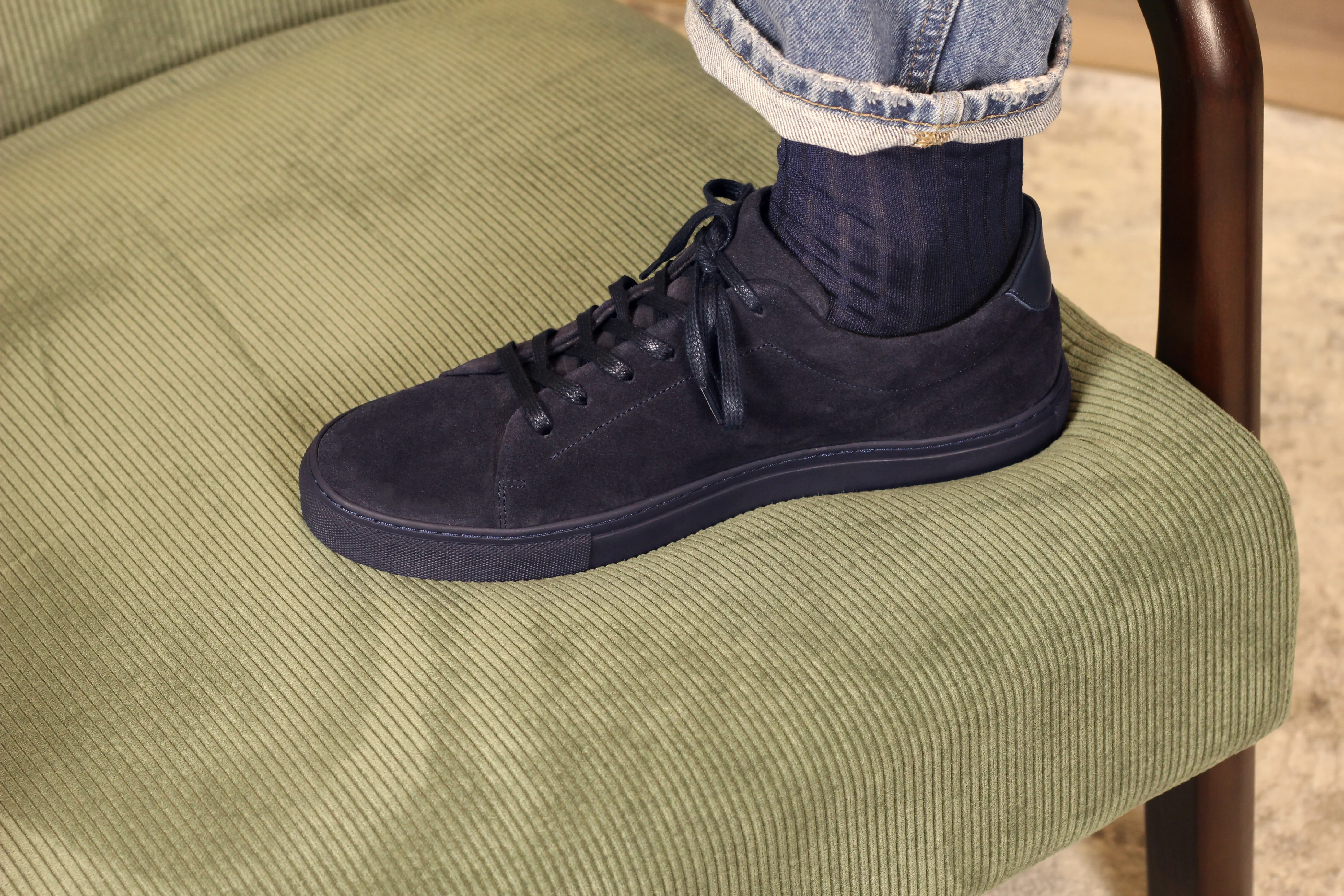 Kooper-Sneakers / Basket en velours marine