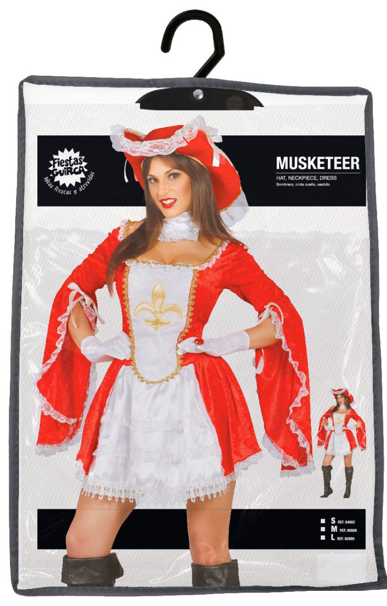 Musketier Kostuum Rood Wit