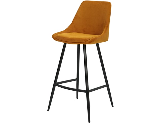 CONCEPT1 - Tabouret de bar Lot de 2 T. Bari jaune curry velours cotelé (bar)