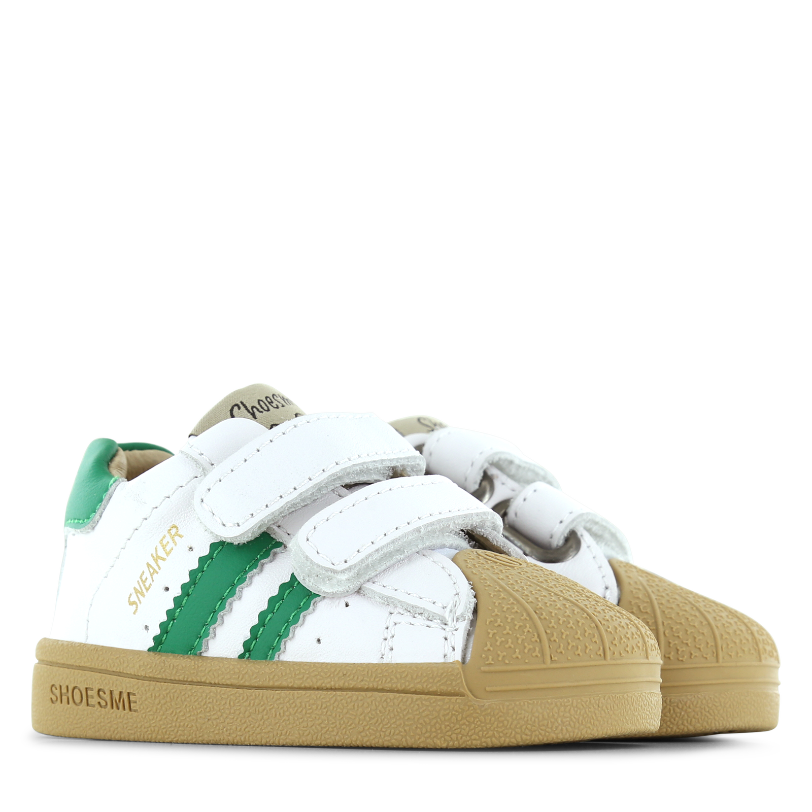 Shoesme wit-groene sneakertje met stootneus Microfiber leer | Jongens schoe