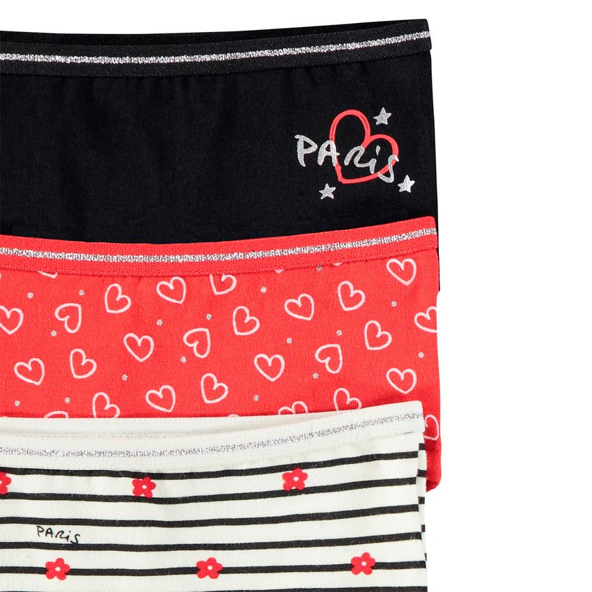 Lot de 3 shorties imprimés pour enfant fille - Ecru