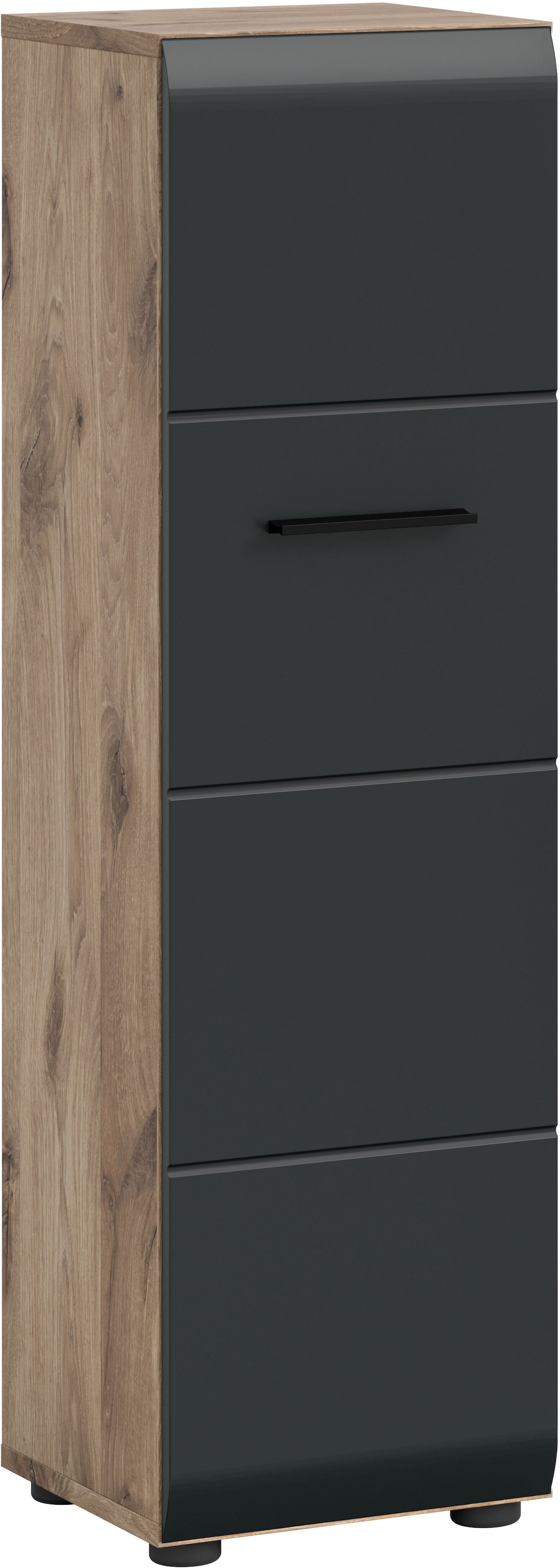 INOSIGN Stauraumschrank 1 Stk. tlg. Florenz, Badschrank Nox Oak NB, 106 cm hoch, 4 Fächer