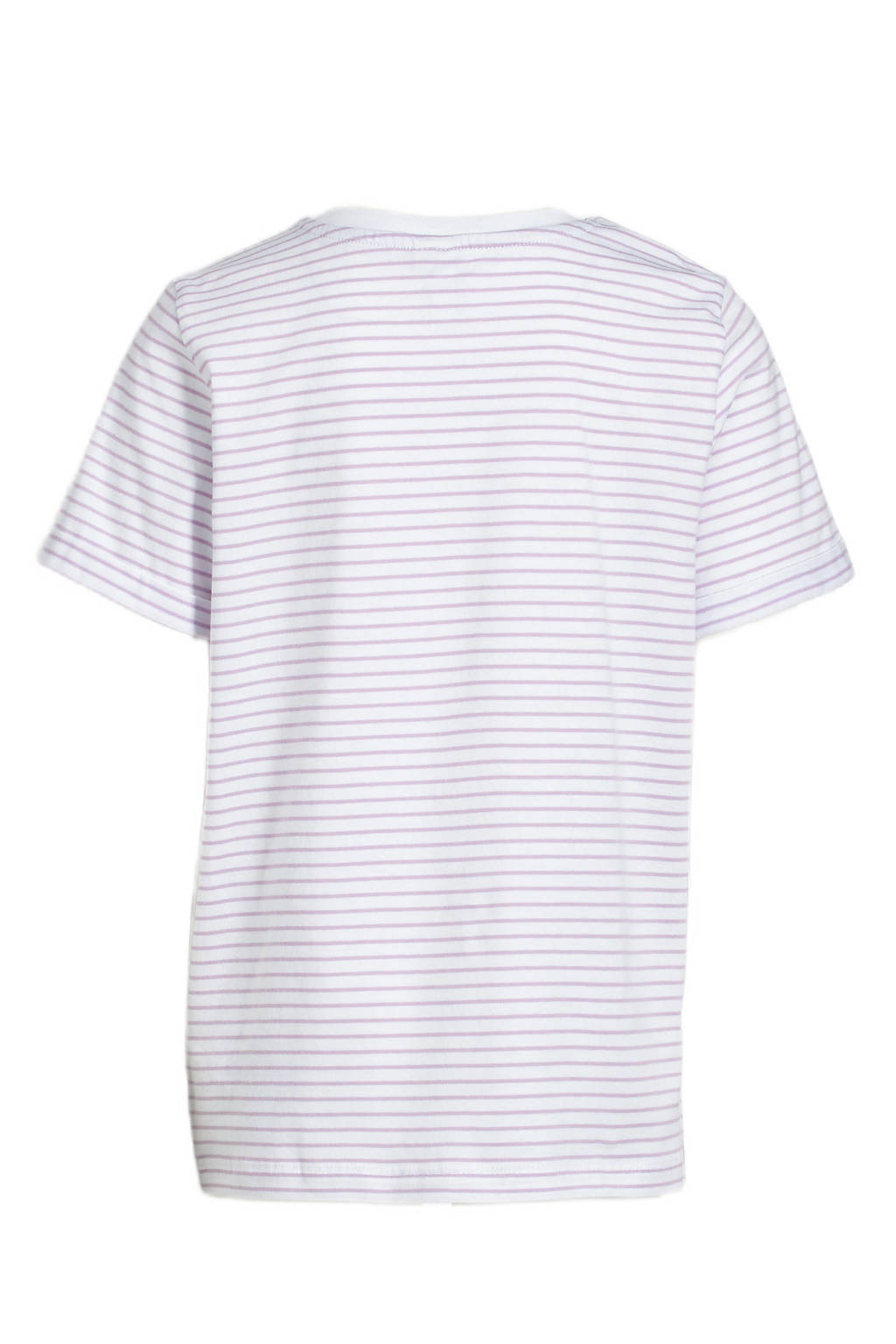 PIECES KIDS gestreept T-shirt LPRIA van katoen paars/wit