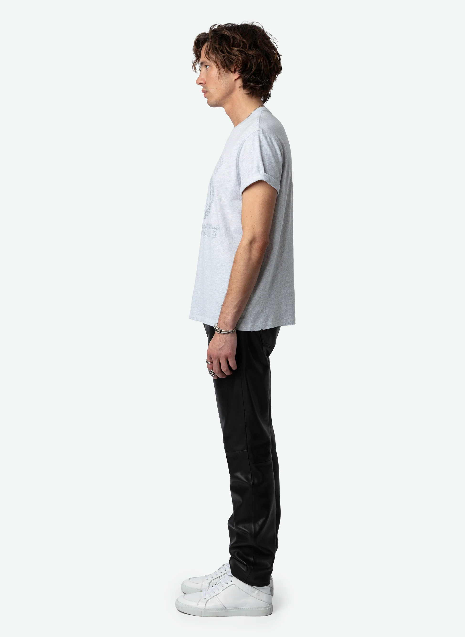 JIMMY - Tee-shirt droit col rond en coton bio sérigraphié | Gris