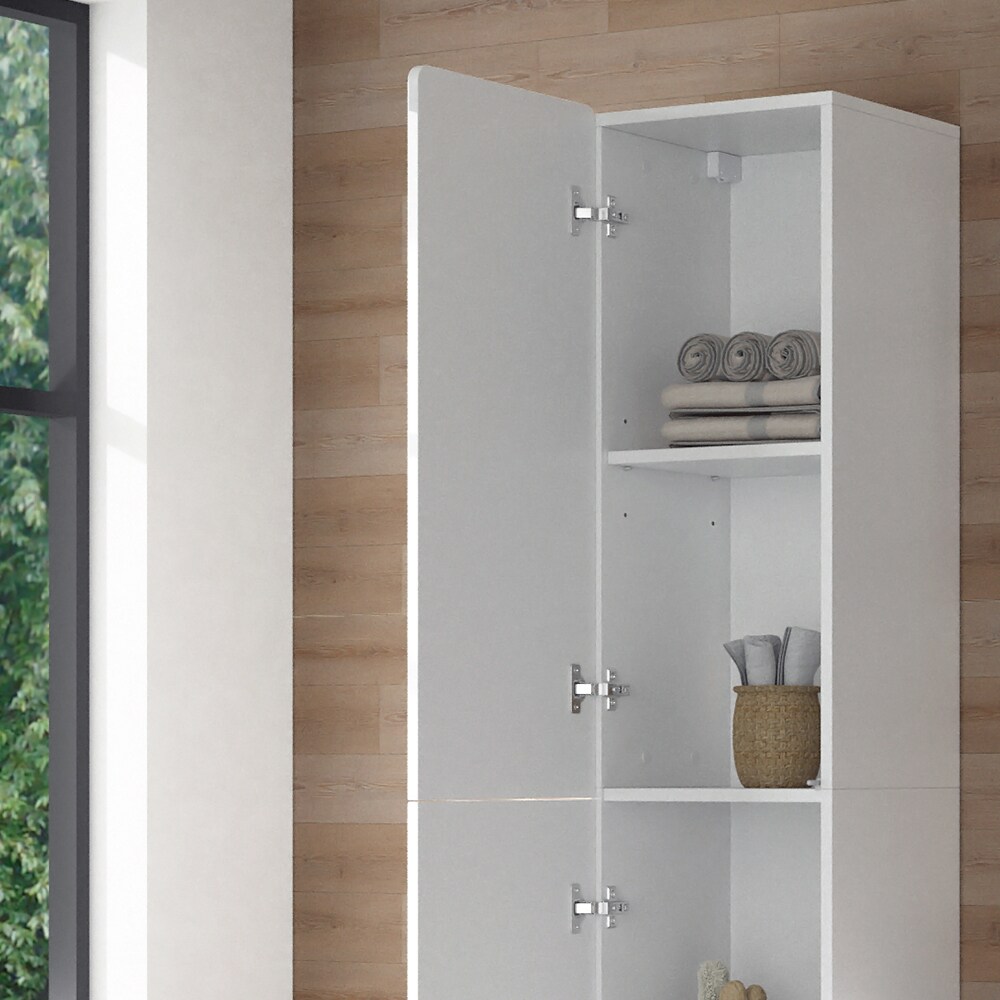 Vicco Hochschrank Baschrank Badezimmerschrank Izan Weiß Badmöbel 180x40 cm HGL