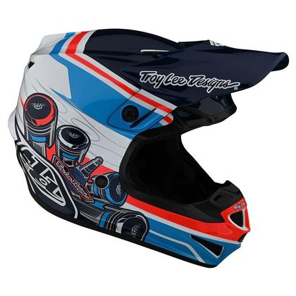 Casque cross TroyLee design SE4 POLYACRYLITE SKOOLY 2023 - Bleu / Orange