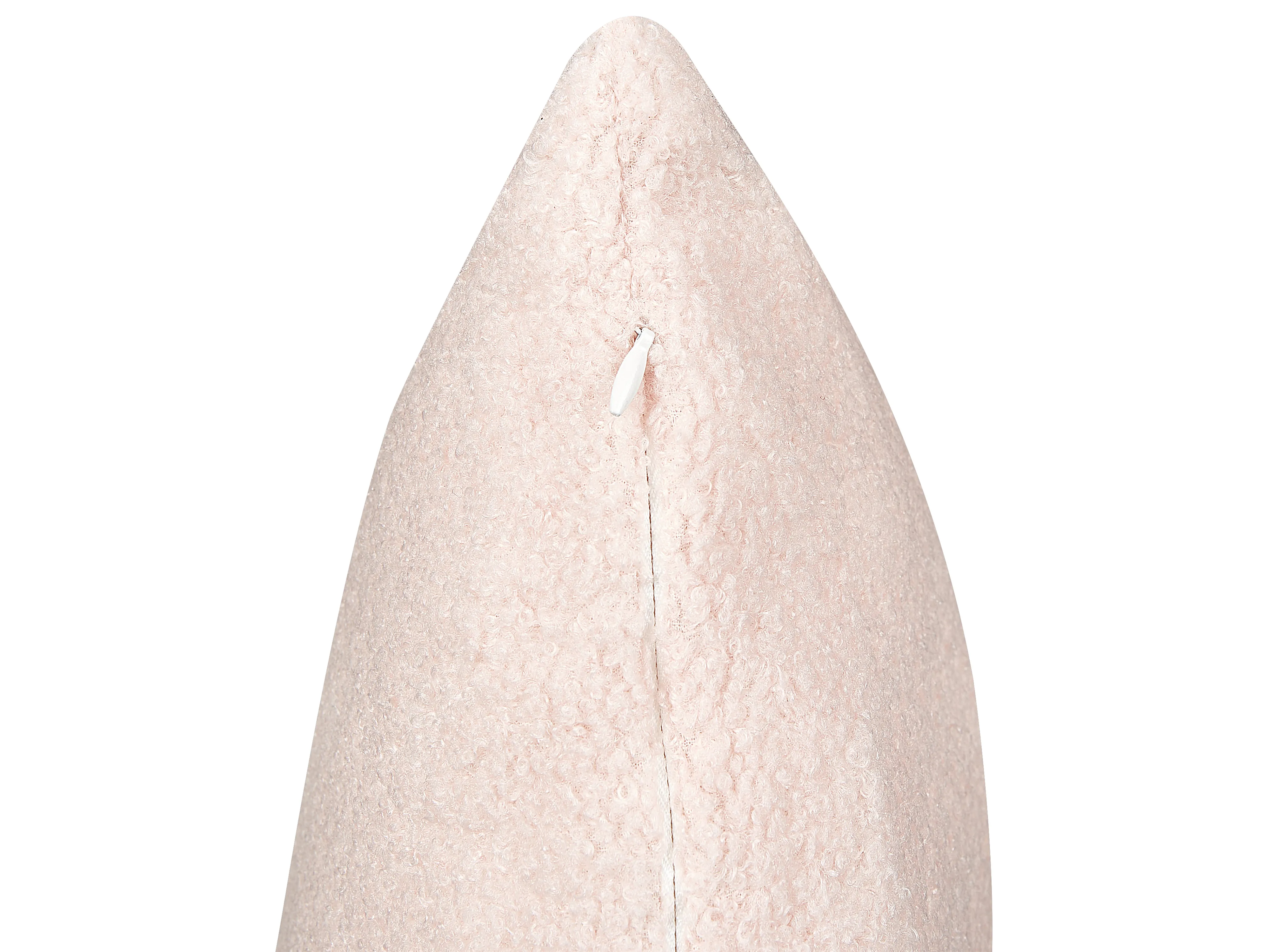 Set van 2 sierkussens LEUZEA Bouclé 45 x 45 cm Pastelroze effen