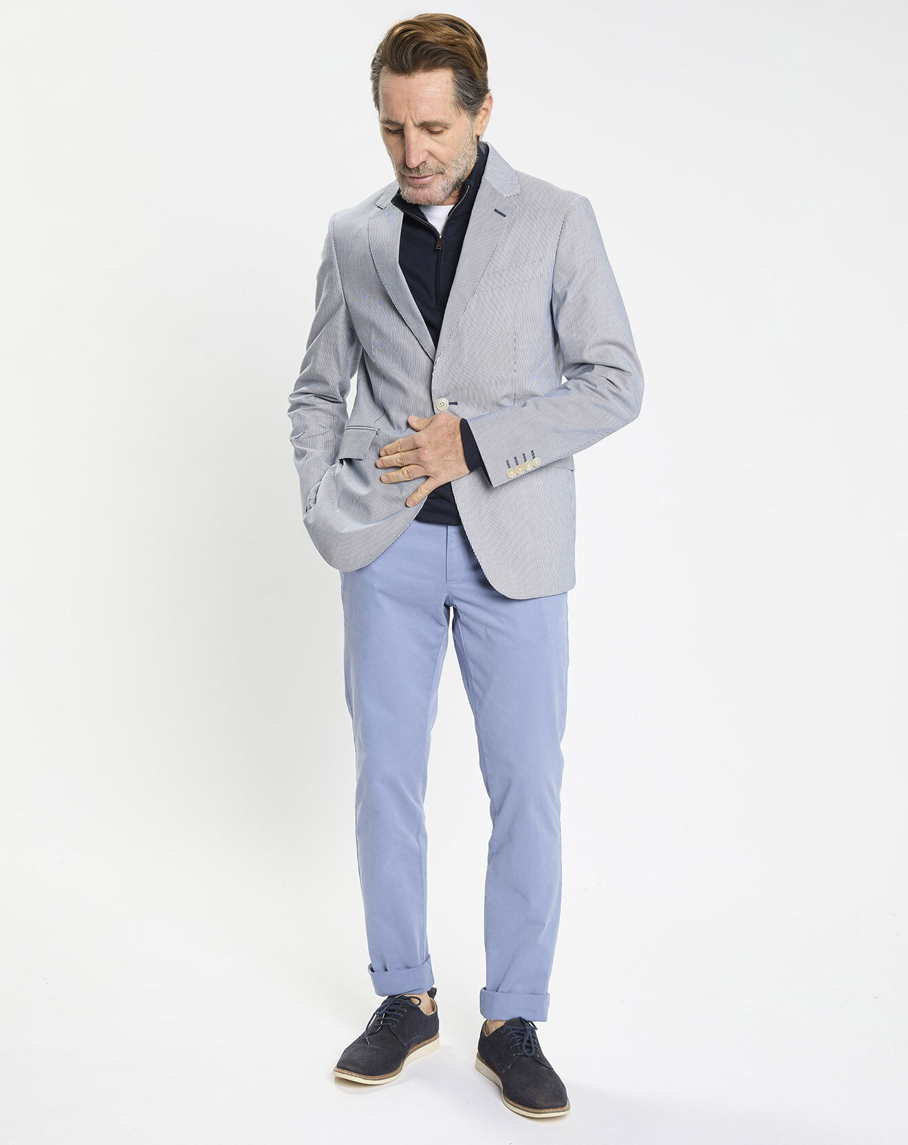 Hackett London Blazer en Coton & Lin Milleraie bleu/blanc