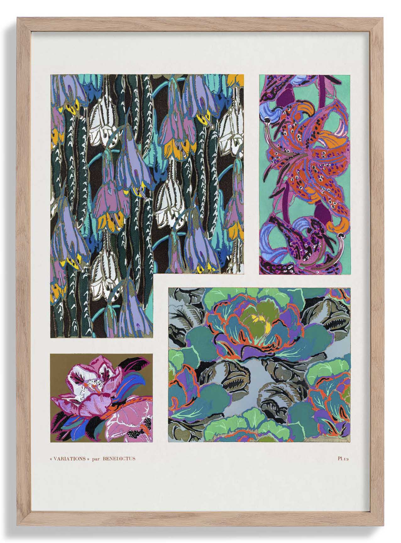 Vintage Florales Art-Déco-Muster, Variation 12 von Édouard Bénédictus