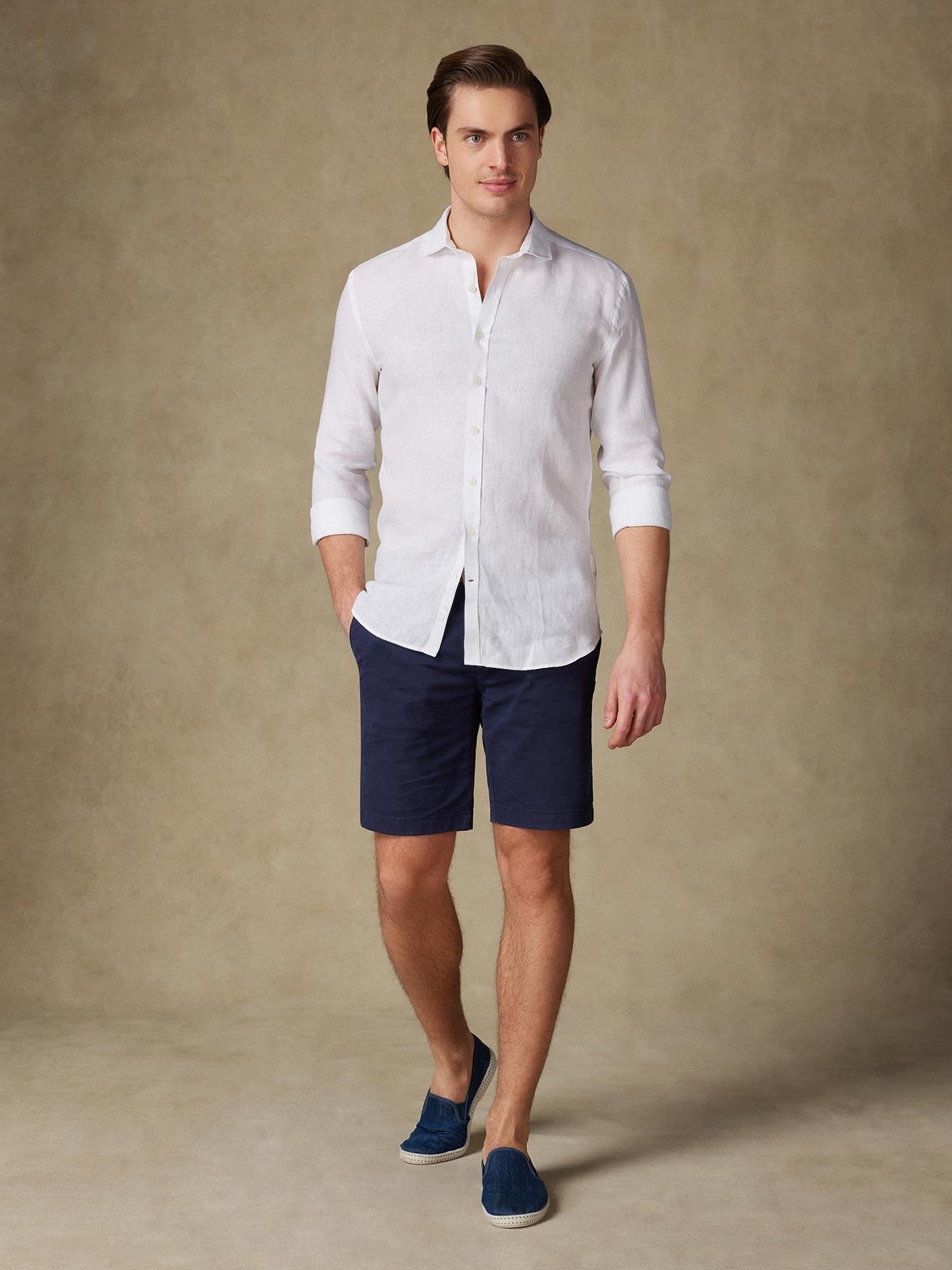 Chemise cintrée Olaf en lin blanc