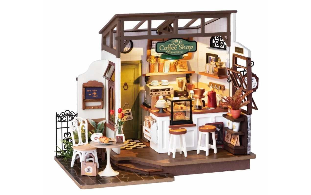 Bausatz Coffee Shop3D-Puzzle aus lasergeschnittenen Holzteilen