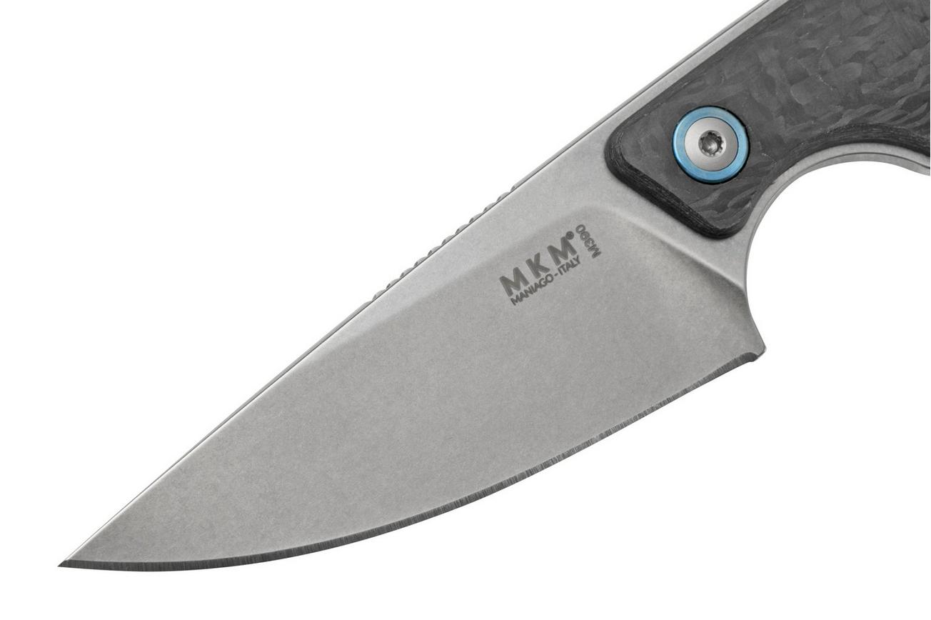 MKM Makro 1 Droppoint, Stonewashed Carbonfiber vaststaand mes, Jesper Voxnaes design