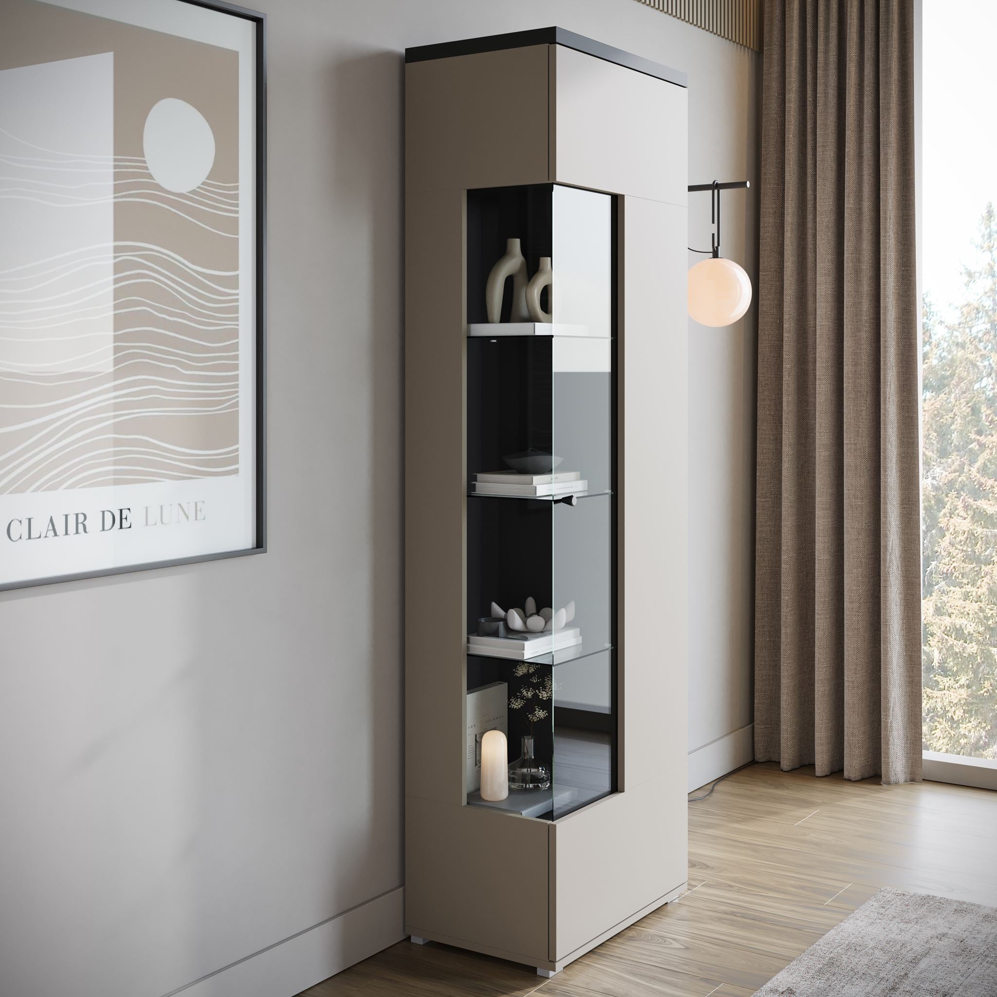 Sekai - Vitrinekast - Beige - 55x36x180 cm