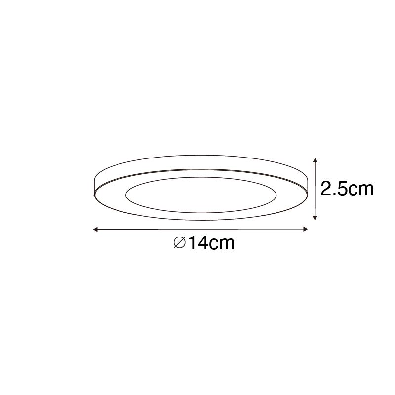 Set van 6 In- of opbouwspot wit 14 cm incl. LED 3 staps dim to warm met dipswitch - Trans