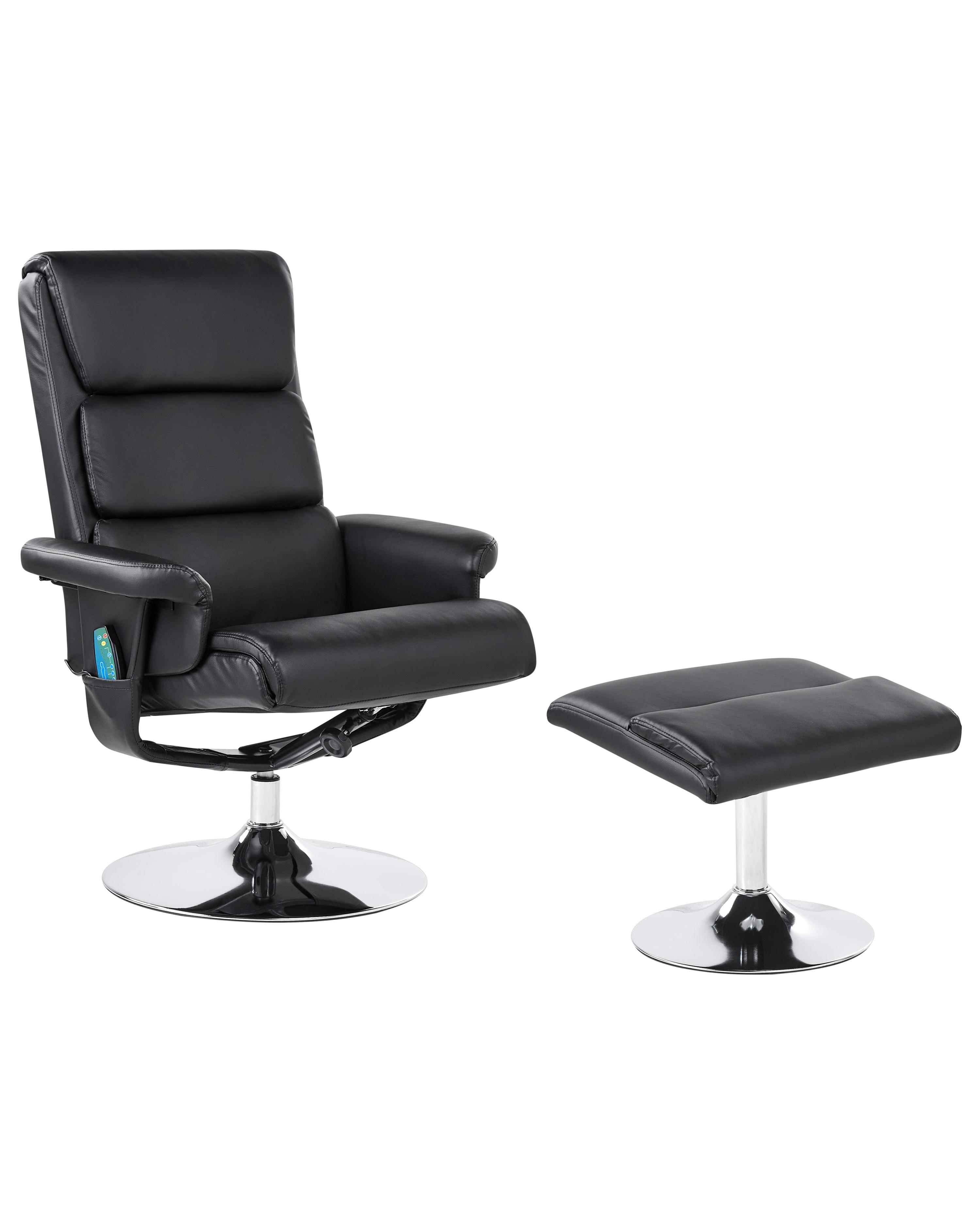 Massagestoel LEGEND met voetenbank Kunstleer Zwart