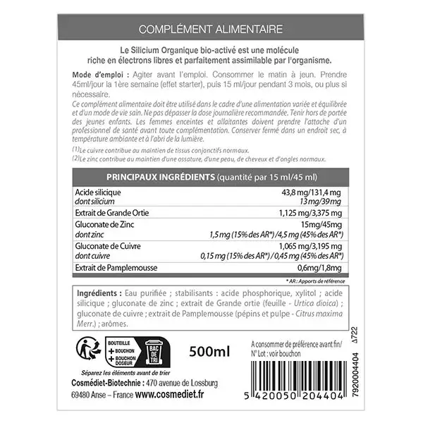 Vitasil Orgânico Silício, Urtiga, Cobre e Zinco 500ml