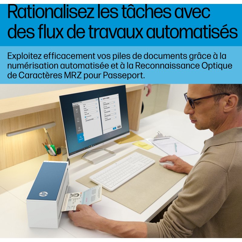 HP ScanJet Pro 4200 s1 Scanner à défilement A4 et passeport / carte d’identité, jusqu’à 40ppm/80ipm, 600x 600 DPI