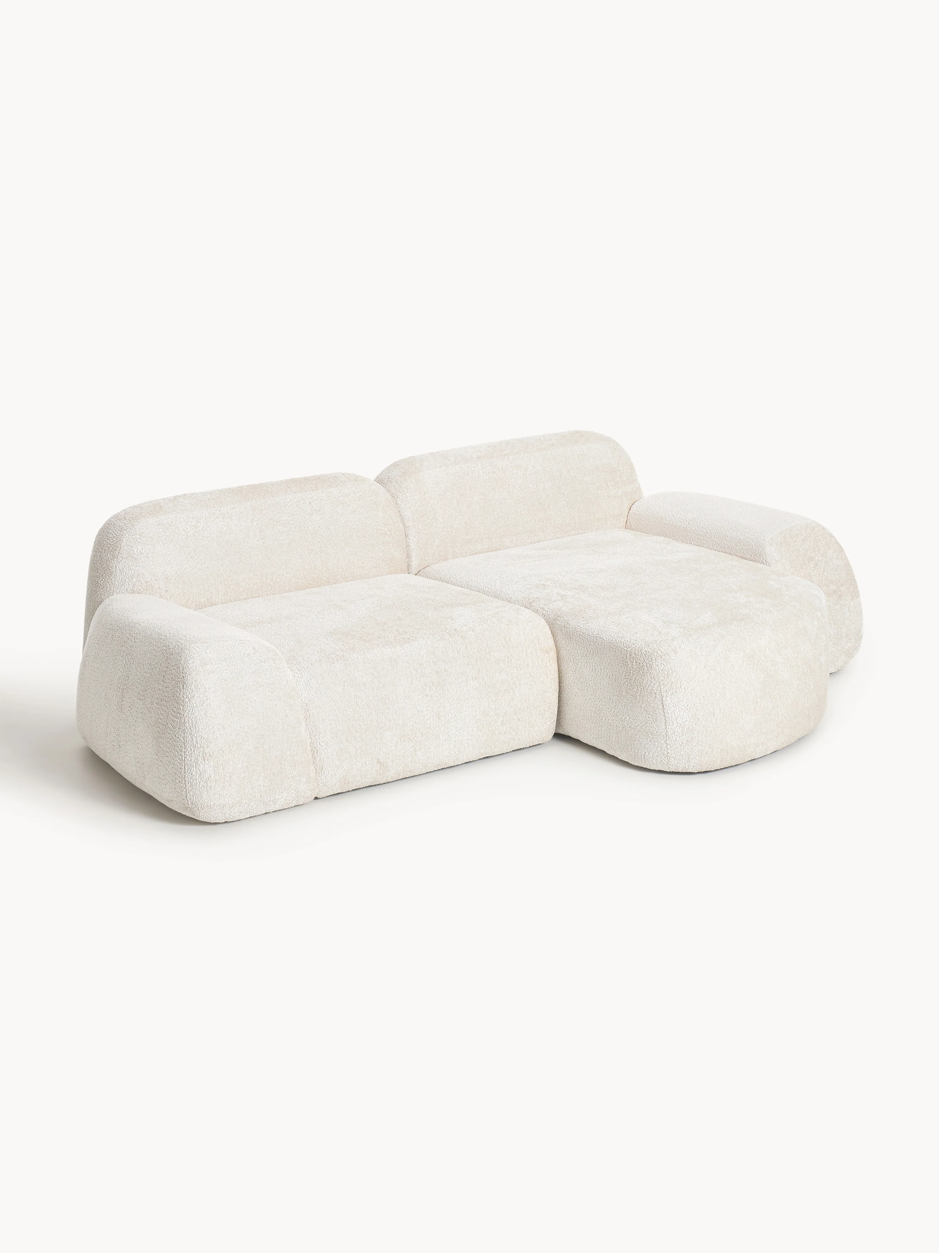 Modulaire teddy-bouclé hoekbank Wolke (3-zits)