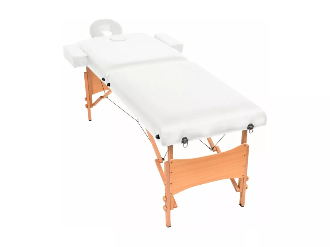 Table de massage pliable blanche 218 x 90 x 65 cm 02_0001866
