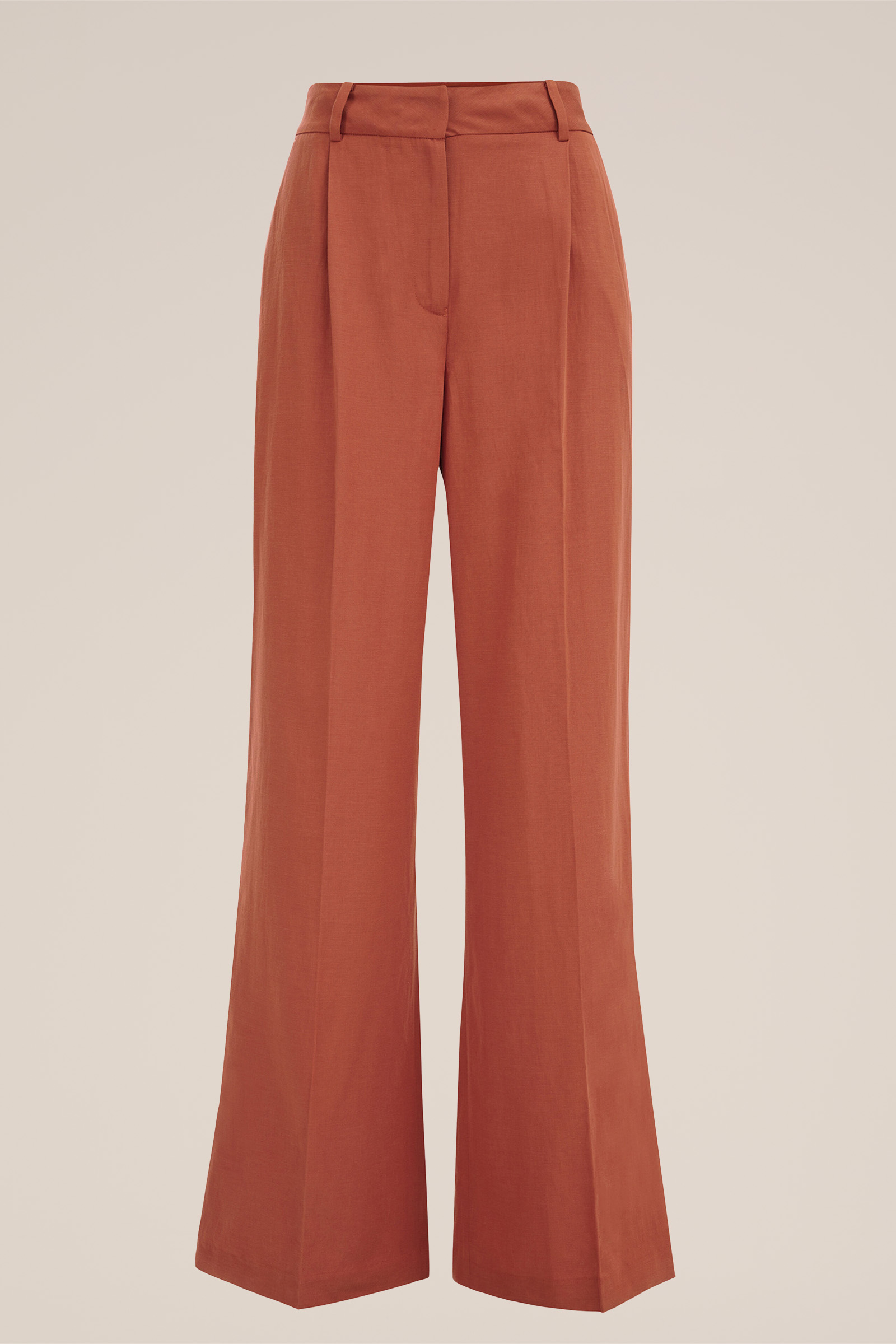 wide leg pantalon WE Studio Roestbruin