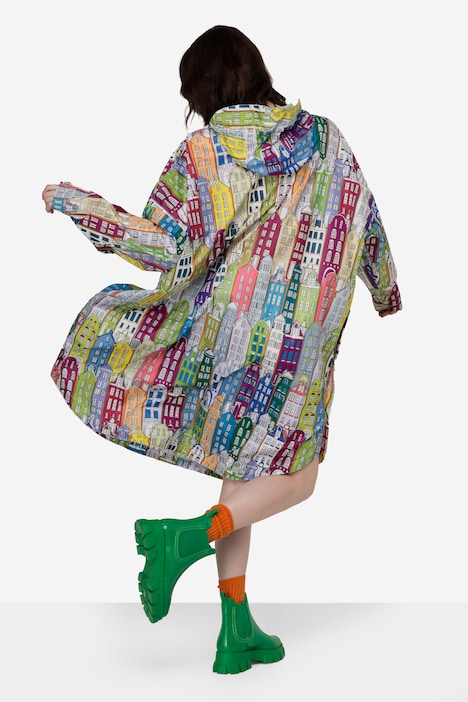 Funktions-Regencape, Unisex, Print, Kapuze