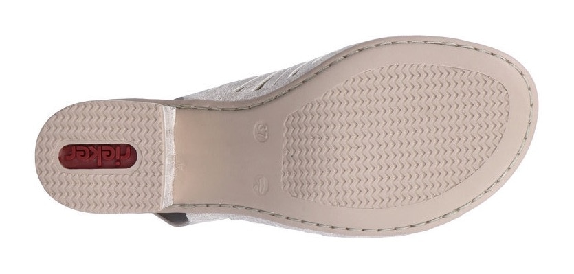 Rieker Sandalette  , Sommerschuh, Sandale, Blockabsatz, im Metallic-Look