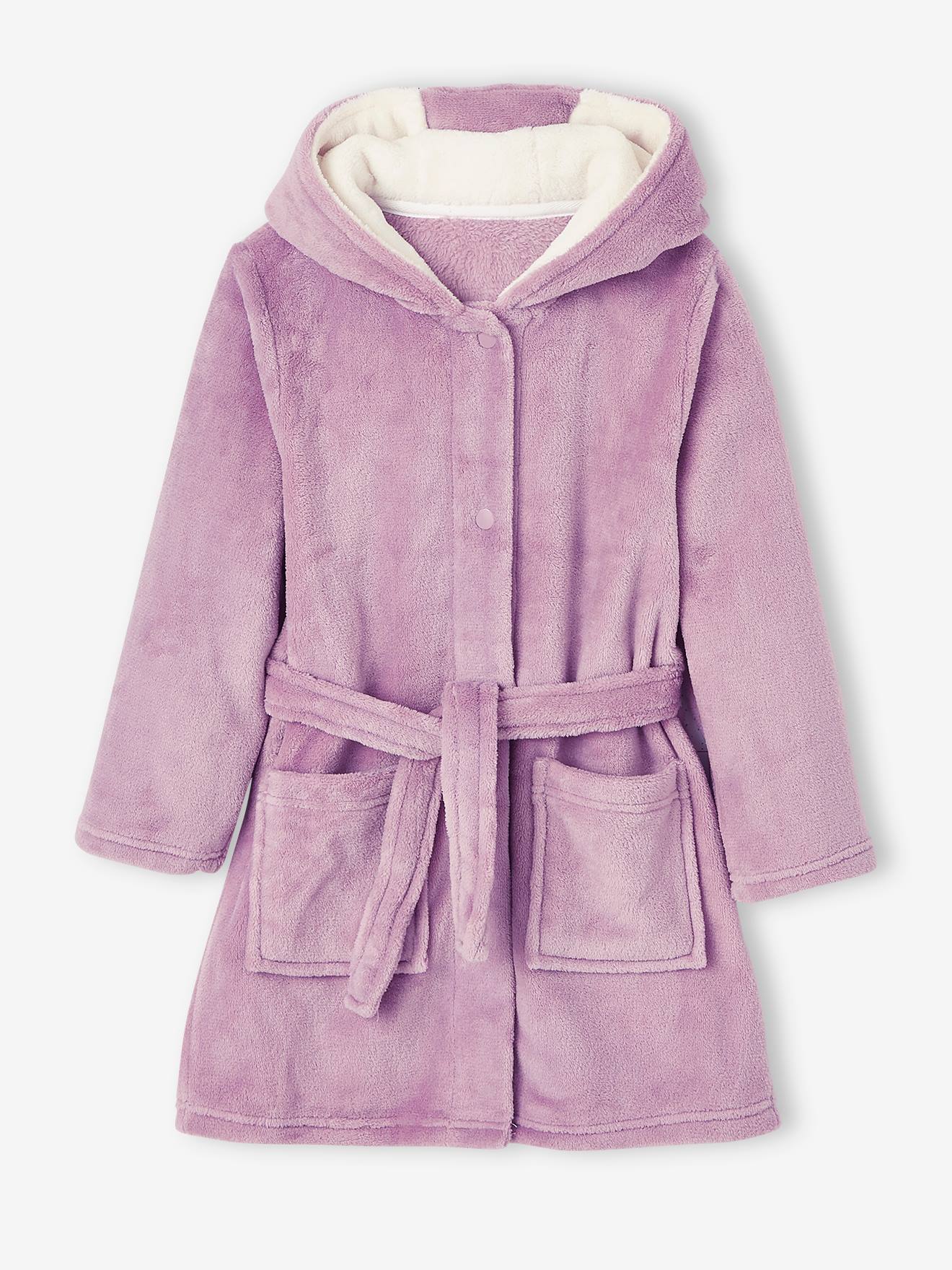 Robe de malha com renda de unicórnio, lilás claro liso com motivos, para meninas