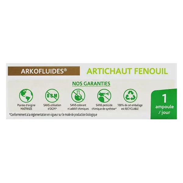 Arkopharma Arkofluides Alcachofra e Funcho Orgânicos 20 ampolas