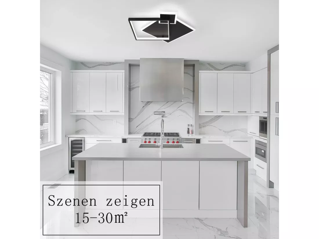 NETTLIFE Plafonnier LED Noir Intensité Variable 50 W Lampe de Salon Design Moderne avec Télécommande en Métal pour Salle à Manger Cuisine Chambre
