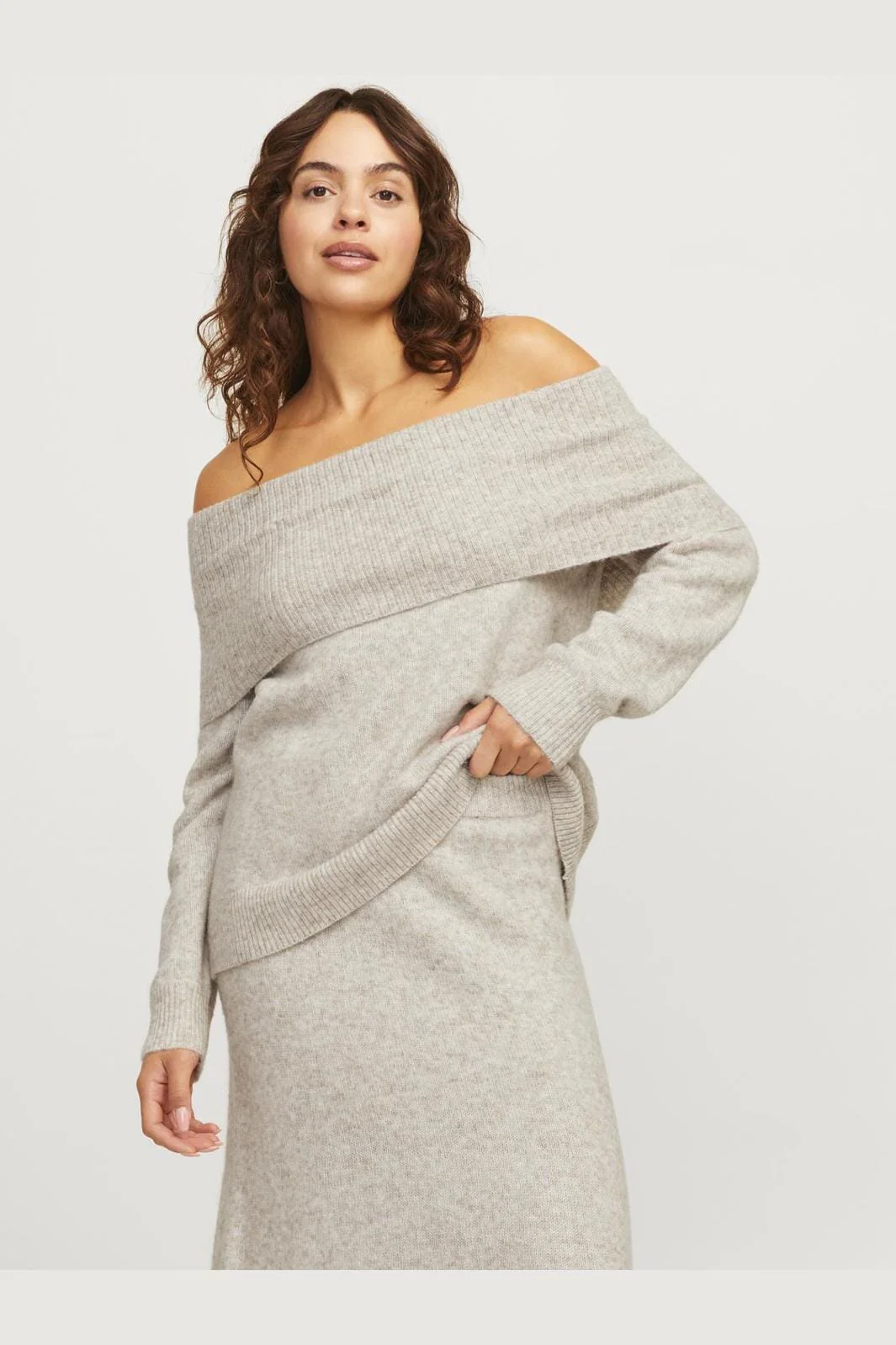 Jjxx Jxminka Off Shoulder Knit 12264129 4635624 fog