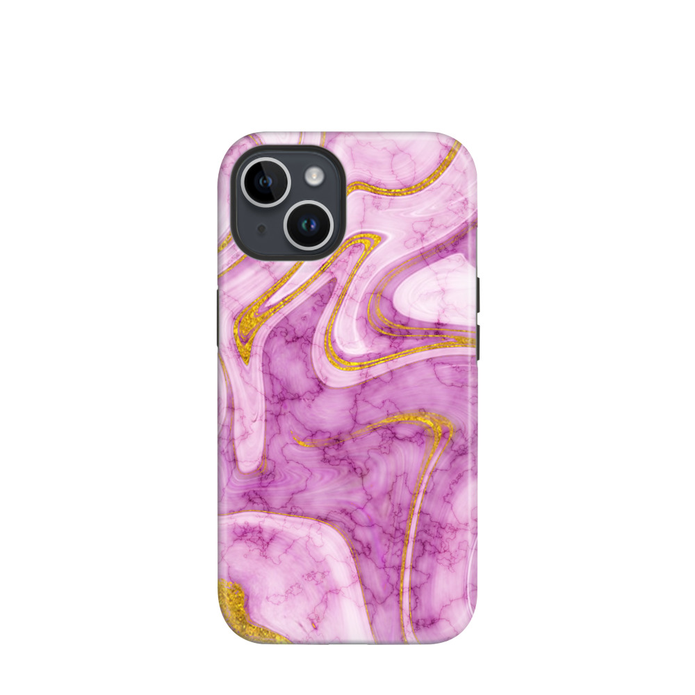 iPhone 14 Hybrid (Kunststoff / Gummi) Hülle Marmor Marble 11 - Pink