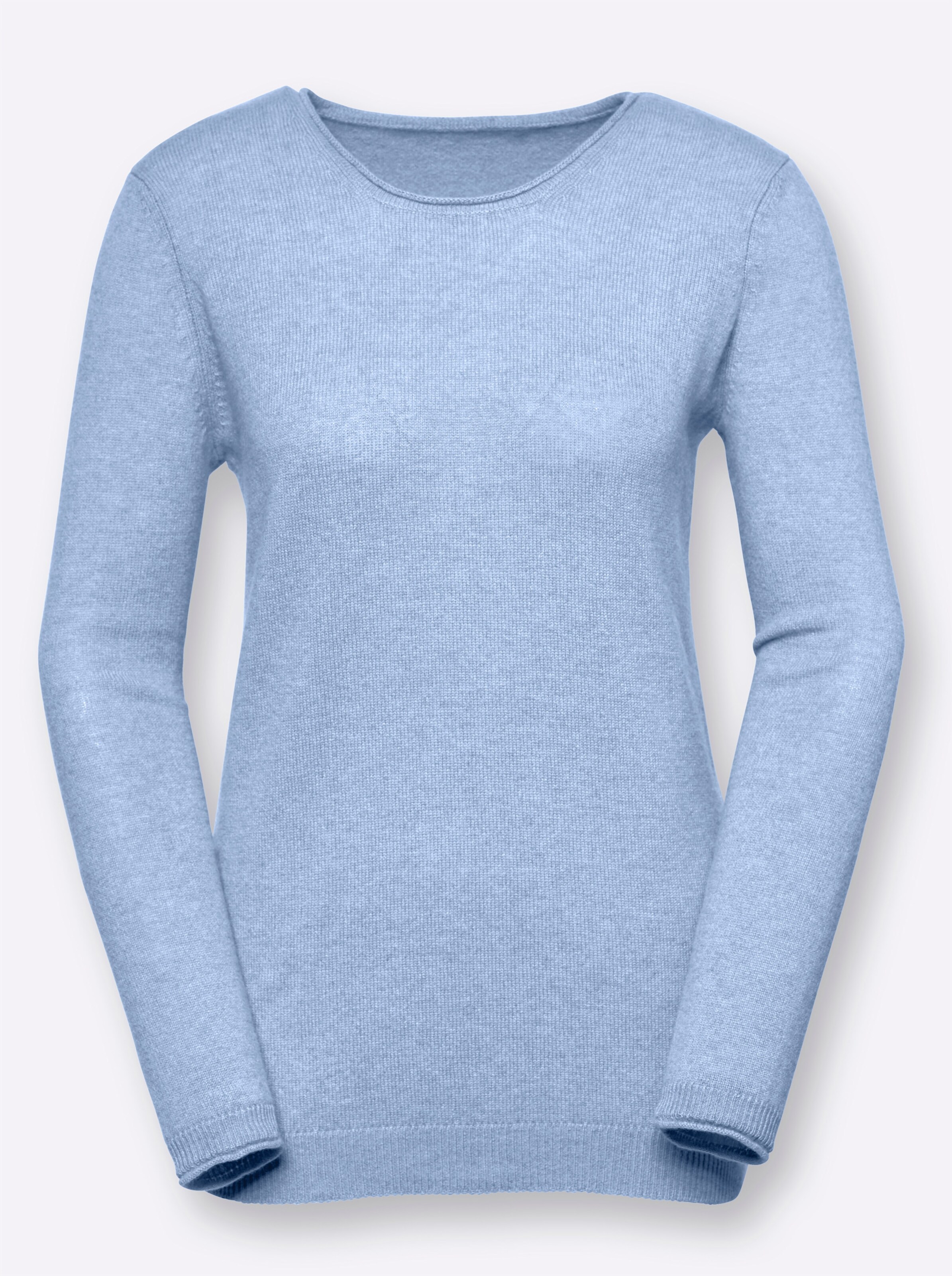 Kaschmirpullover in blau-meliert