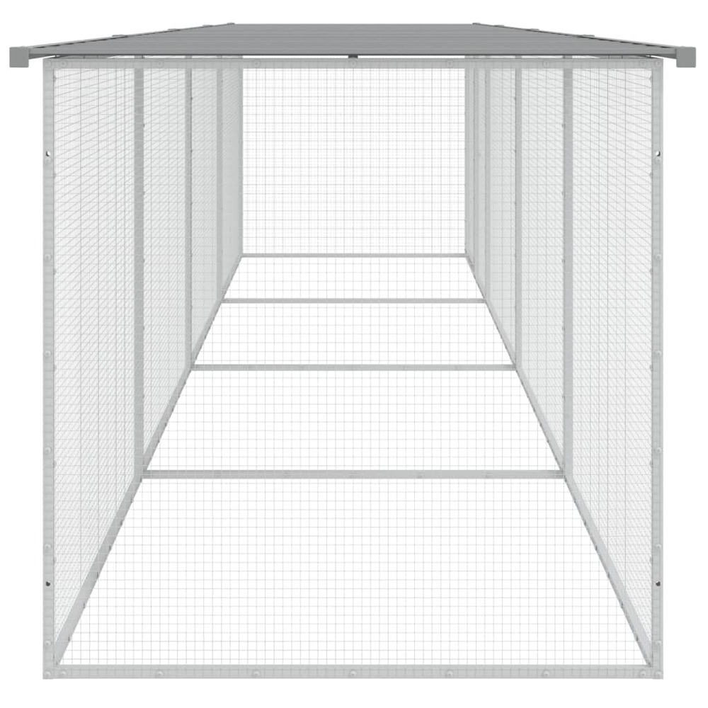 Poulailler avec toit gris clair 403x98x90 cm acier galvanisé