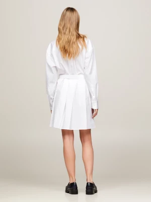 Vestido camisa curto plissado e descontraído