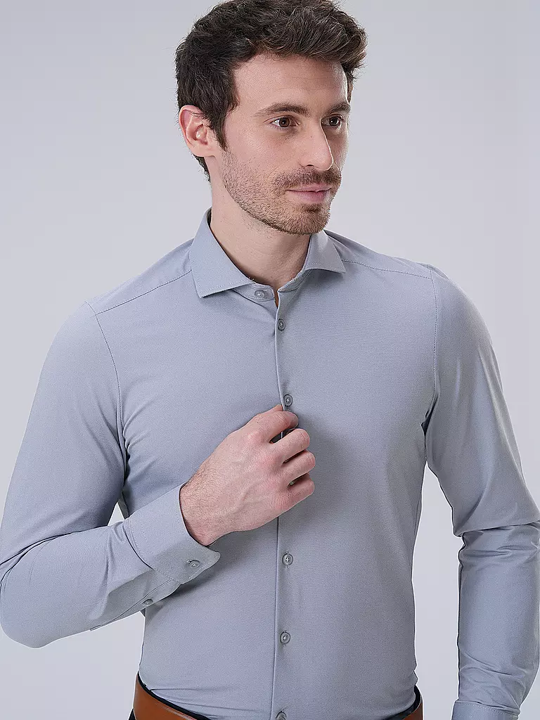 PURE Jerseyhemd Slim Fit  grau