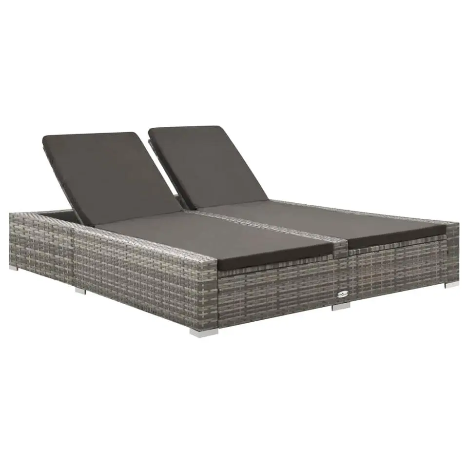 vidaXL - Ligbed - Grijs - Poly rattan