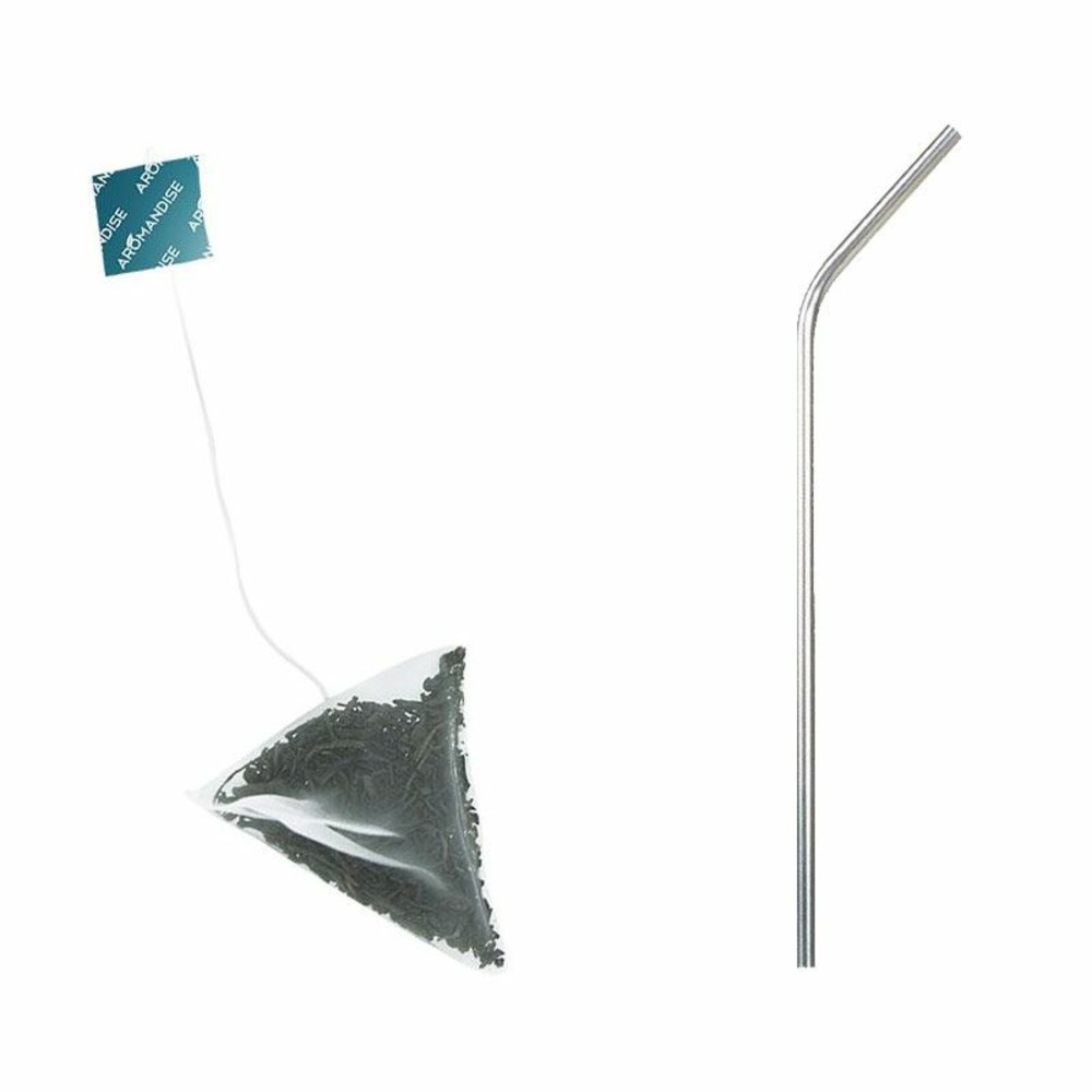 Thé vert glacé à la menthe bio + 4 pailles en inox