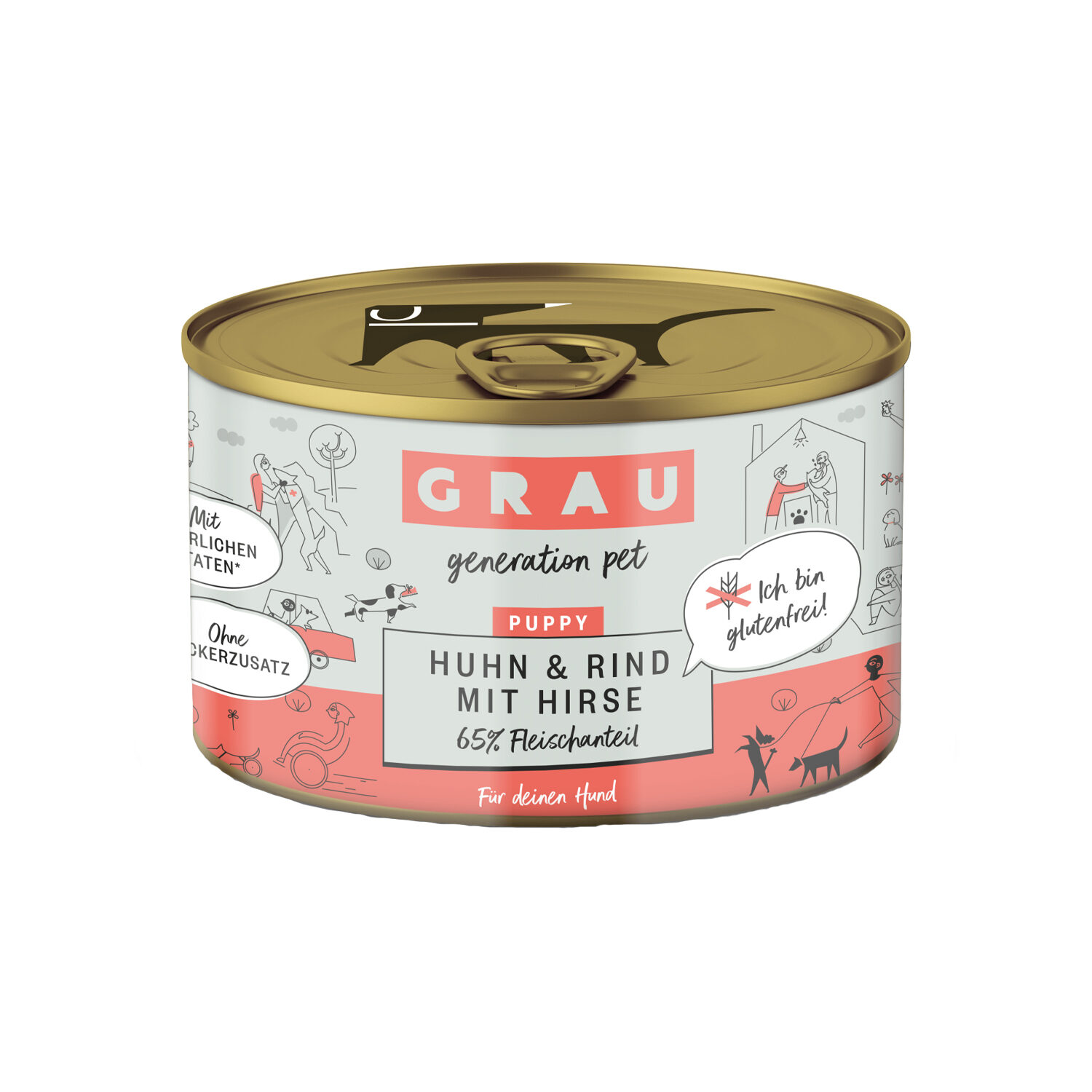 Grau Puppy/Junior Hondenvoer - Kip, rund en gierst - Blik