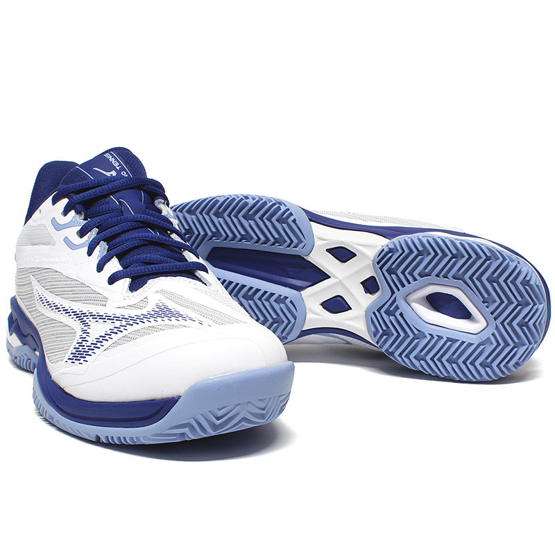 Mizuno Wave Exceed Light 2 Clay femme blanche et bleue