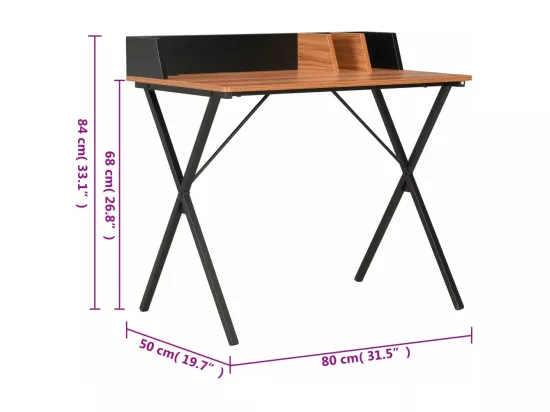 Bureau Noir et marron 80x50x84 cm