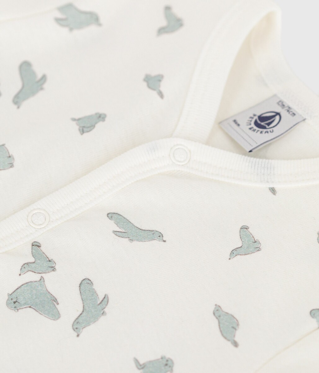 PETIT BATEAU<br>Pijama curto de algodão com estampa de selo