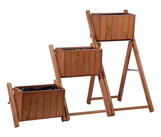 Pflanztreppe mit 3 Pflanzkästen, braun