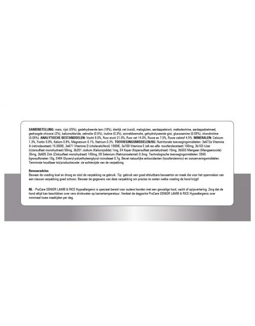 Prins Procare Hypo-Allergic Senior Lam&Rijst - Hondenvoer
